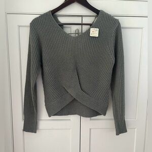 Poof Apparel cris cross front grey Sz. S NWT